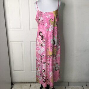 Natori Pink Floral Slip Dress with Yellow Accents